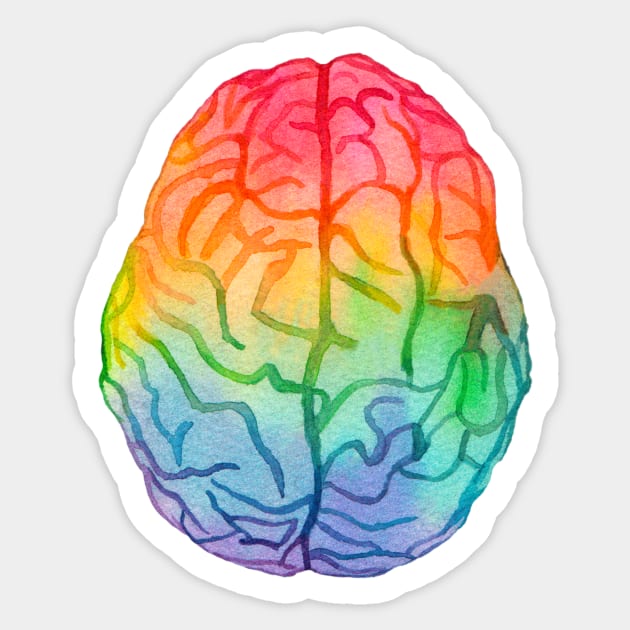 Watercolor Rainbow Brain (dark) Sticker by ayemfid